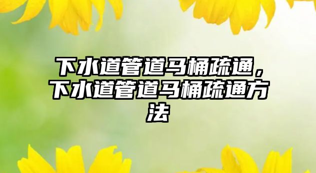 下水道管道馬桶疏通，下水道管道馬桶疏通方法