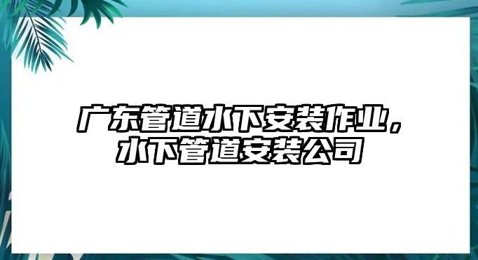 廣東管道水下安裝作業(yè)，水下管道安裝公司